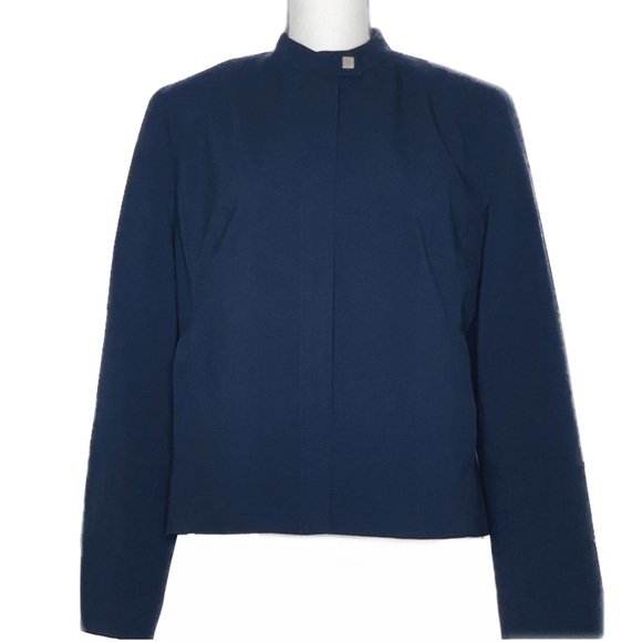 i.e. Womens 10 Navy Blue Zip Up Mock Neck Snap Button Light Jacket - Picture 5 of 5